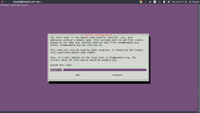 Add hostname: Mine is khophi.co