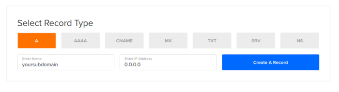 Creating an A record as follows - monit monitoring