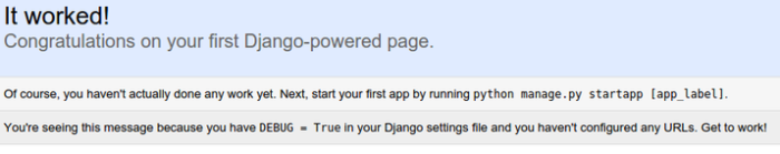 Django "It Worked" page