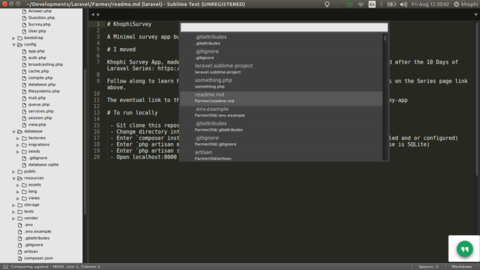 Ctrl + P in Sublime Text 3 in Action