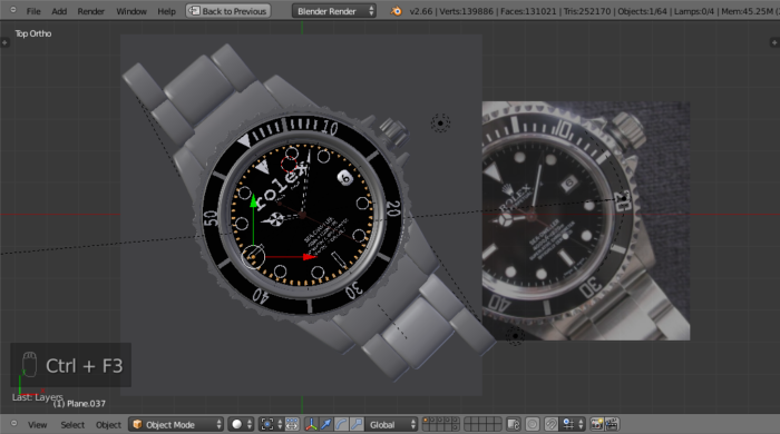 My complete scene just before rendering