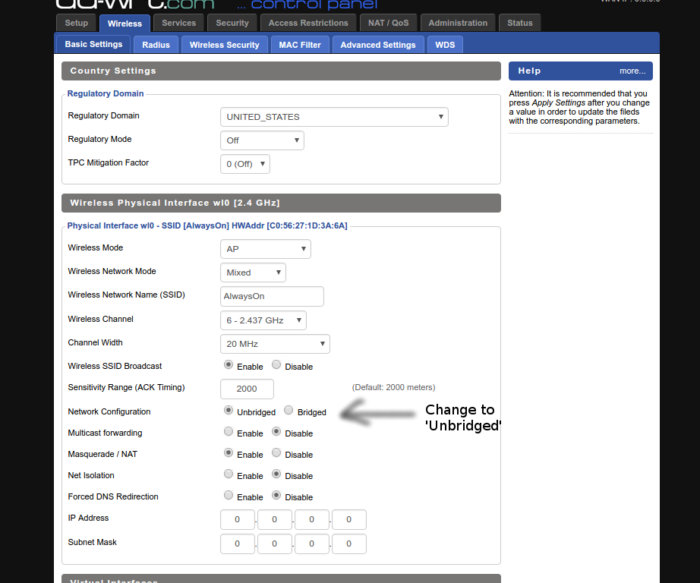 unbridge network dd-wrt