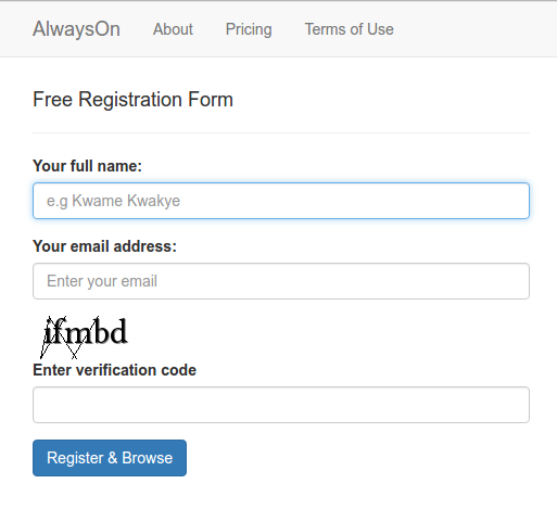 Responsive Captcha Sign Up Free