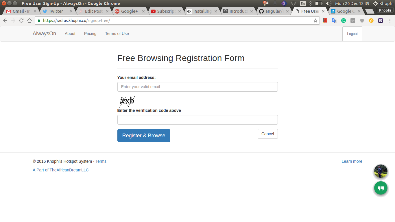 Free sign up DaloRADIUS