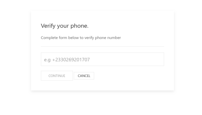 Phone verification UI